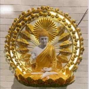 Big round budha with light metal